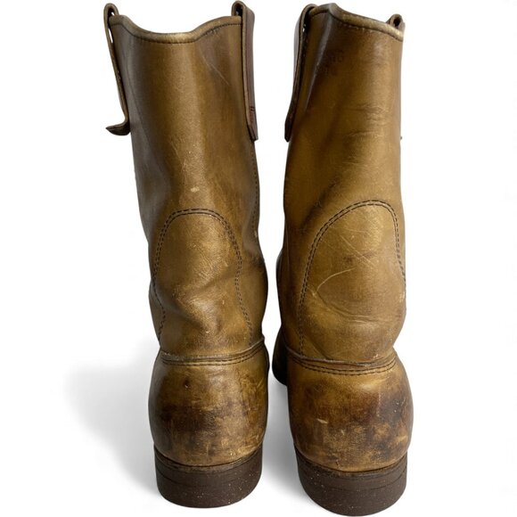 Red Wings Shoes Vintage Leather Boots Pecos Western Biker Work Cork Sole Men's 7 - Picture 8 of 14